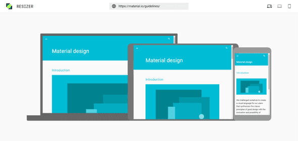 Google's resizer tool which shows a given website on different device sizes